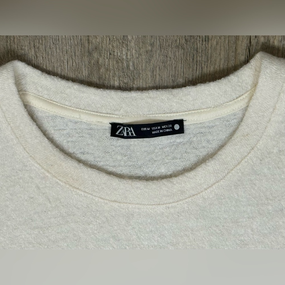 Zara Cream Short Sleeve Tee View 3